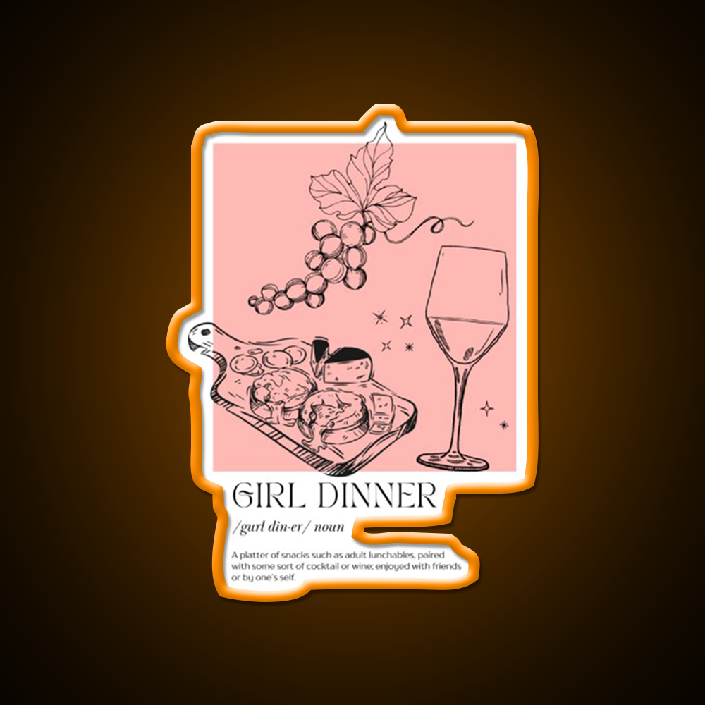 Girl Dinner Dictionary Description Cocktail Bar Decor Led Neon Sign Rgb Color - LED neon sign view 6