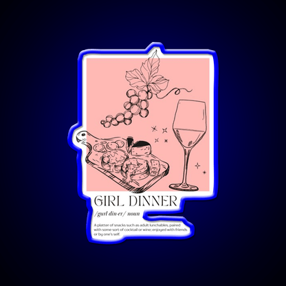 Girl Dinner Dictionary Description Cocktail Bar Decor Led Neon Sign Rgb Color - Shineneon