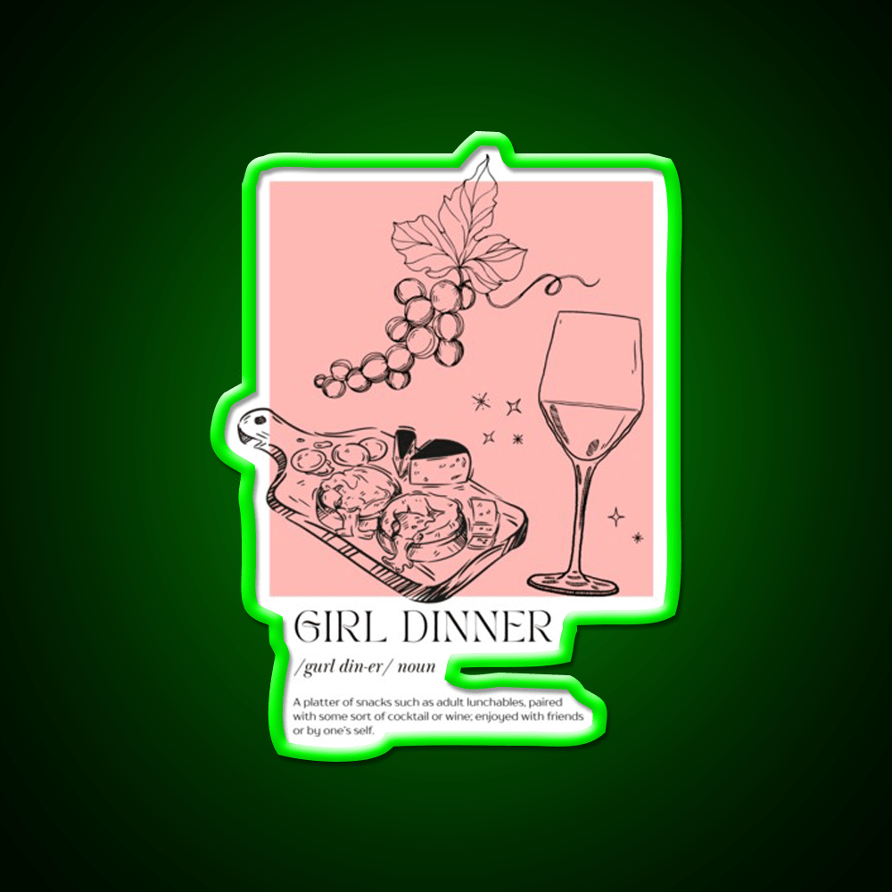 Girl Dinner Dictionary Description Cocktail Bar Decor Led Neon Sign Rgb Color - Shineneon