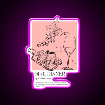 Girl Dinner Dictionary Description Cocktail Bar Decor Led Neon Sign Rgb Color - Shineneon
