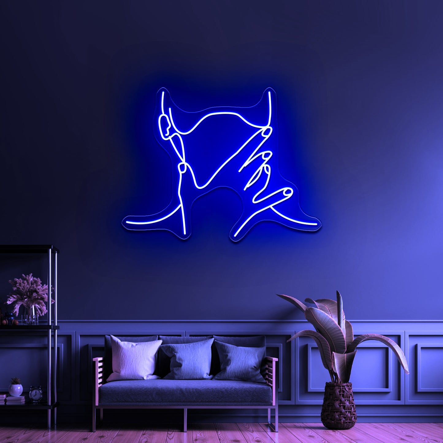 Girl Face Hands With Flowers Instead Head Minnimalist Art Wall Artwork Neon Signs