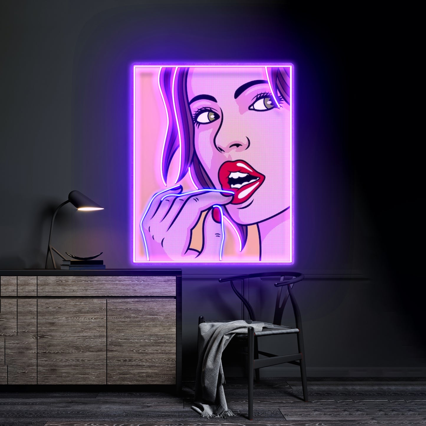 Girl Facial Expression Led Neon Sign Light Custom Led Signs