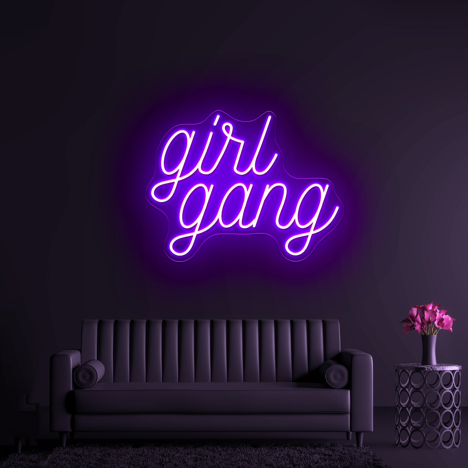 Girl Gang Cheap Led Neon Signs - Neon sign mounted on wall in room
