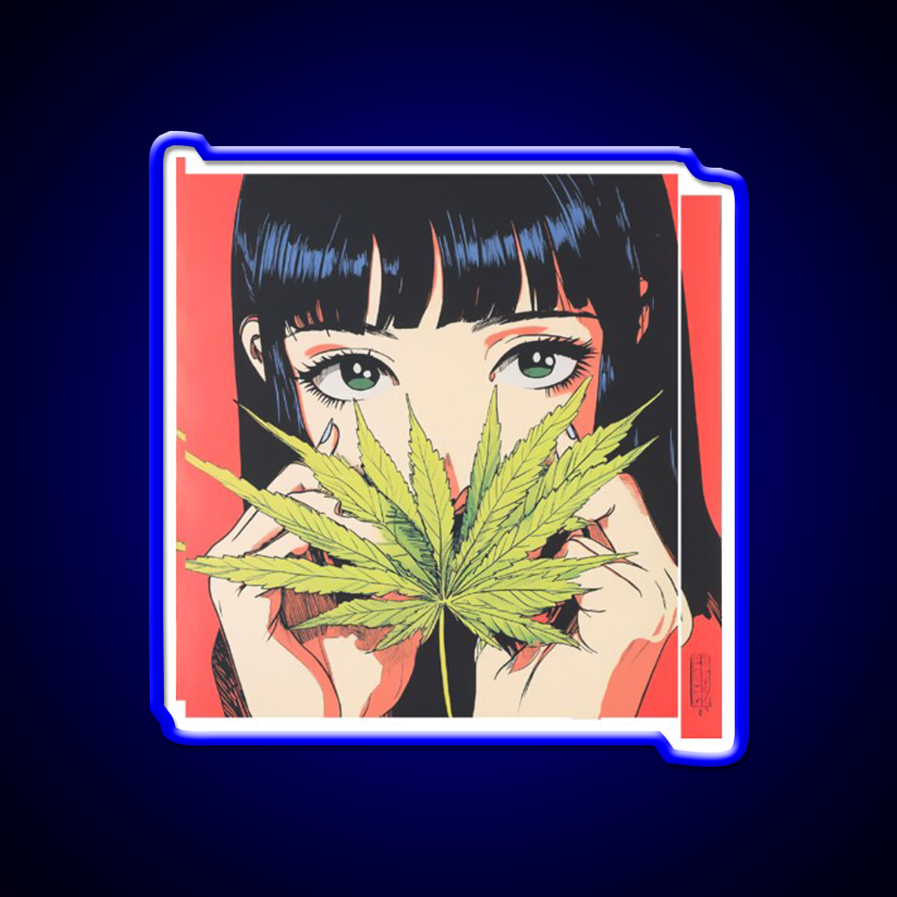 Girl Hemp Inspired Green Leaf Led Neon Sign 420 Neon Decor Rgb Color - LED neon sign view 5