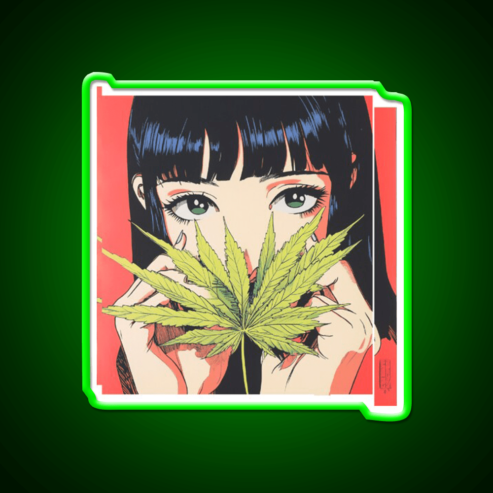 Girl Hemp Inspired Green Leaf Led Neon Sign 420 Neon Decor Rgb Color - Shineneon