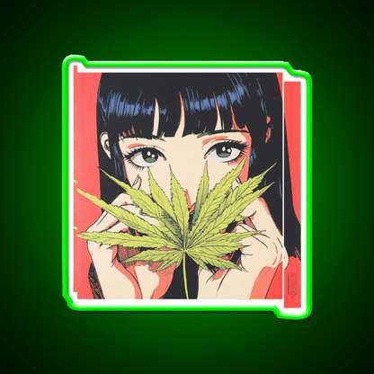 Girl Hemp Inspired Green Leaf Led Neon Sign 420 Neon Decor Rgb Color - Shineneon