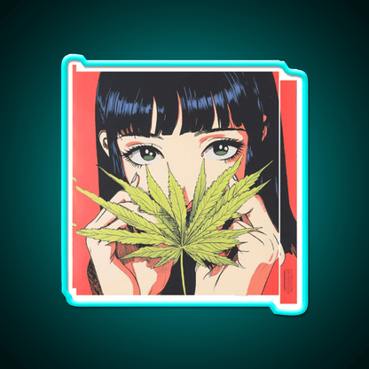 Girl Hemp Inspired Green Leaf Led Neon Sign 420 Neon Decor Rgb Color - Shineneon