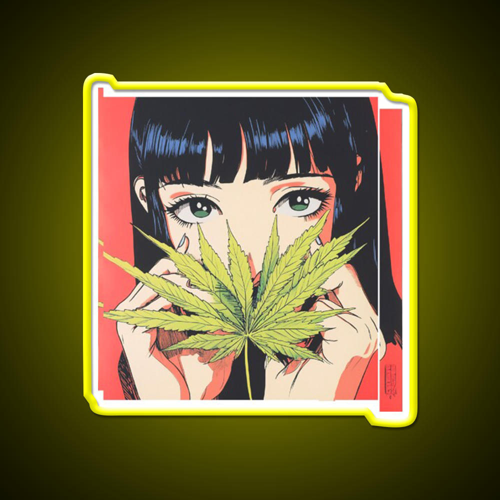 Girl Hemp Inspired Green Leaf Led Neon Sign 420 Neon Decor Rgb Color - LED neon sign view 7