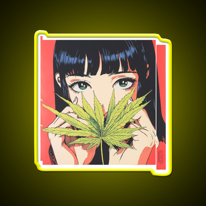 Girl Hemp Inspired Green Leaf Led Neon Sign 420 Neon Decor Rgb Color - LED neon sign view 7