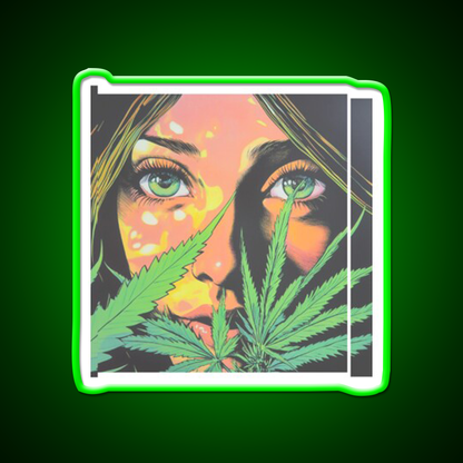 Girl Hemp Inspired Green Leaf Led Neon Sign Rgb Color - LED neon sign view 8