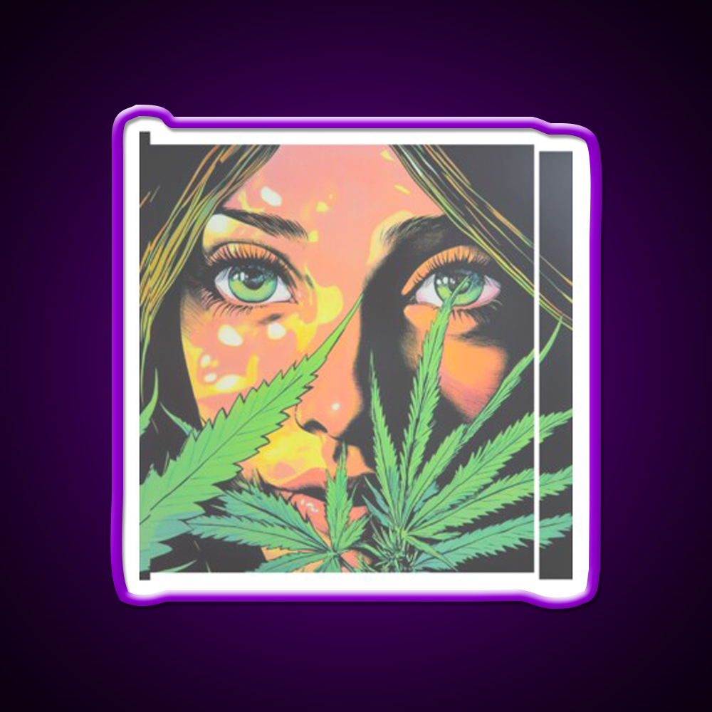 Girl Hemp Inspired Green Leaf Led Neon Sign Rgb Color - LED neon sign view 9