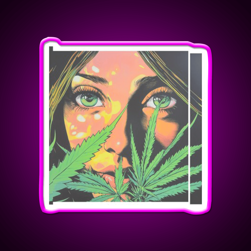 Girl Hemp Inspired Green Leaf Led Neon Sign Rgb Color - Shineneon
