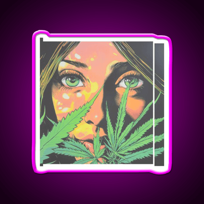Girl Hemp Inspired Green Leaf Led Neon Sign Rgb Color - Shineneon