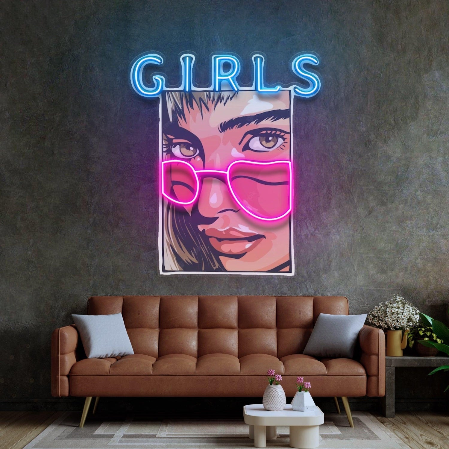 Girl In Pink Sunglasses Pop Art Style Uv Printed Led Neon Sign For Girls Room Decor | Shineneon