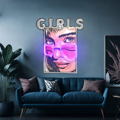 Girl In Sunglasses Led Neon Sign Light Custom Led Signs - Shineneon