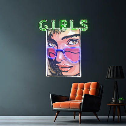 Girl In Sunglasses Led Neon Sign Light Custom Led Signs