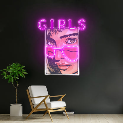 Girl In Sunglasses Led Neon Sign Light Custom Led Signs