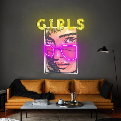 Girl In Sunglasses Led Neon Sign Light Custom Led Signs