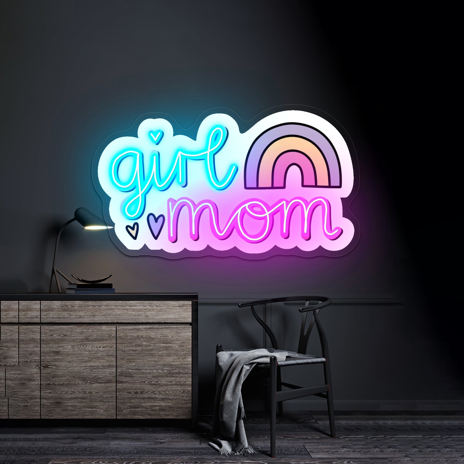 Girl Mom Rainbow Neon Signs