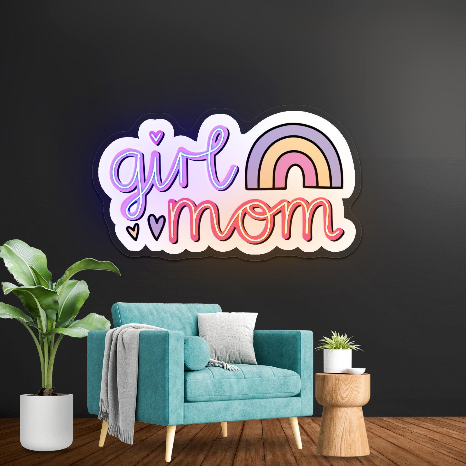 Girl Mom Rainbow Neon Signs
