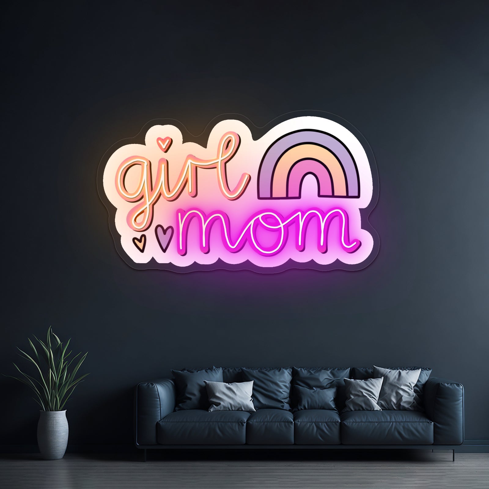 Girl Mom Rainbow Neon Signs