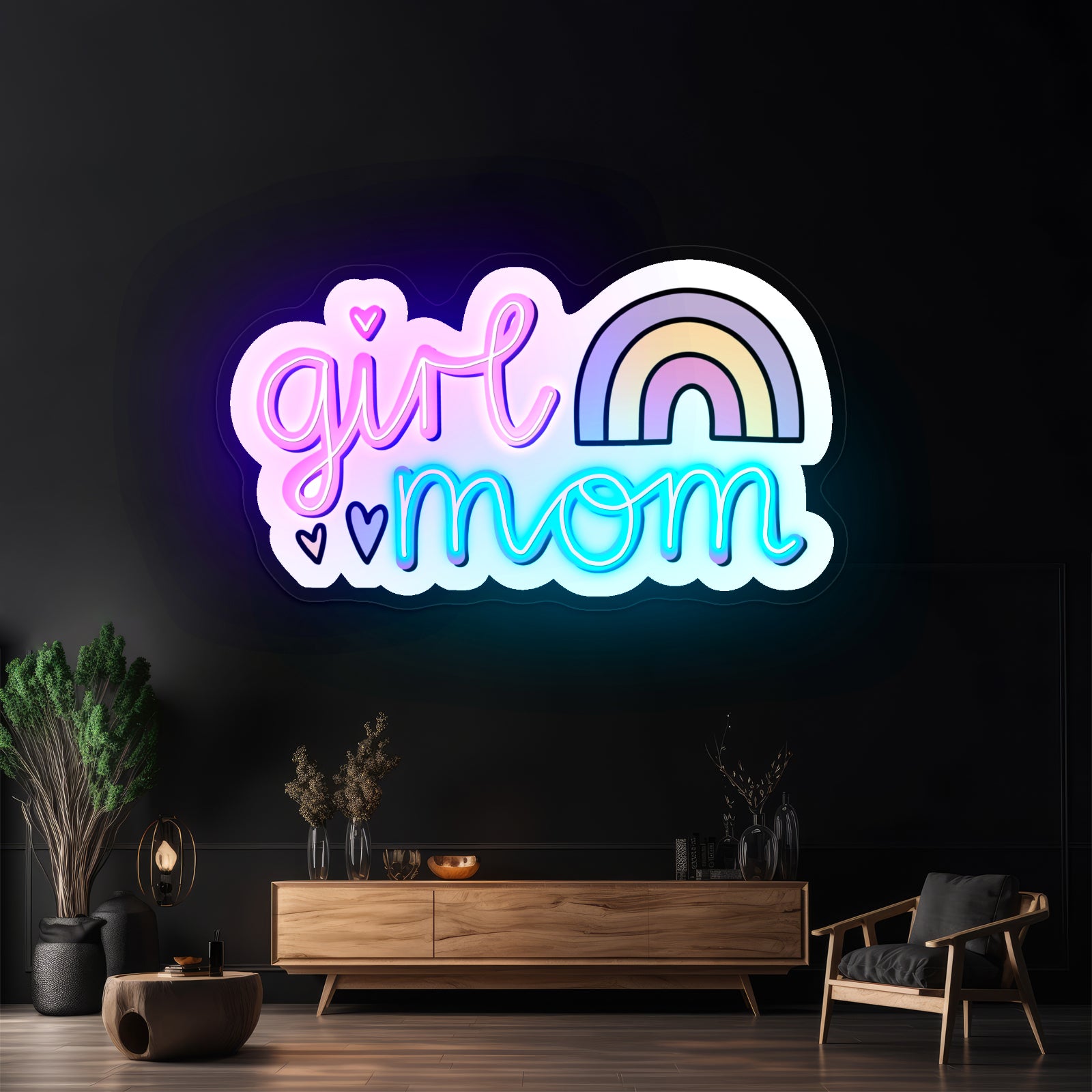 Girl Mom Rainbow Neon Signs