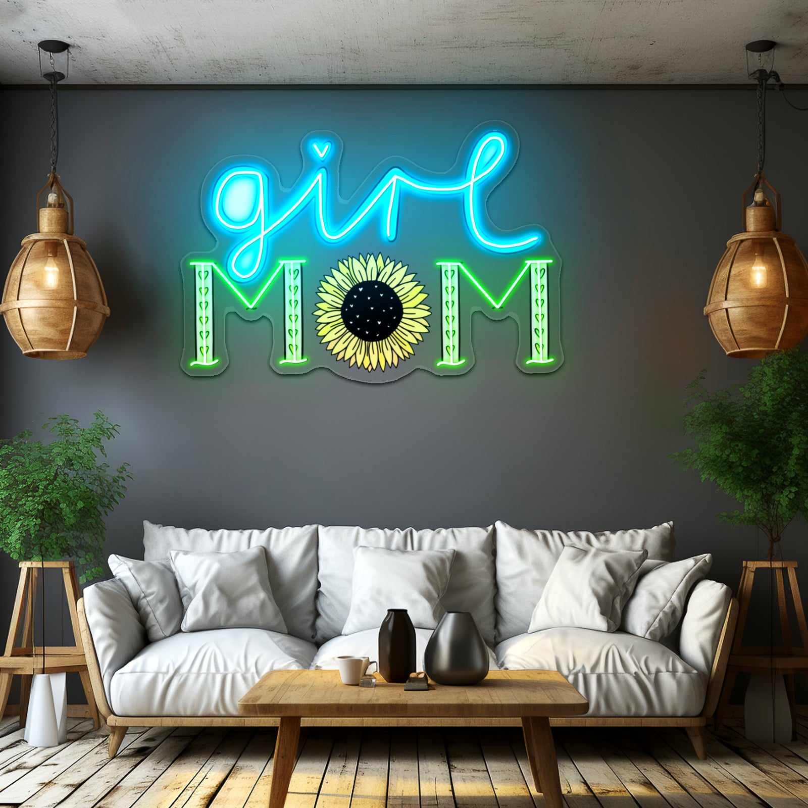 Girl Mom Sunflower Neon Signs For Sale