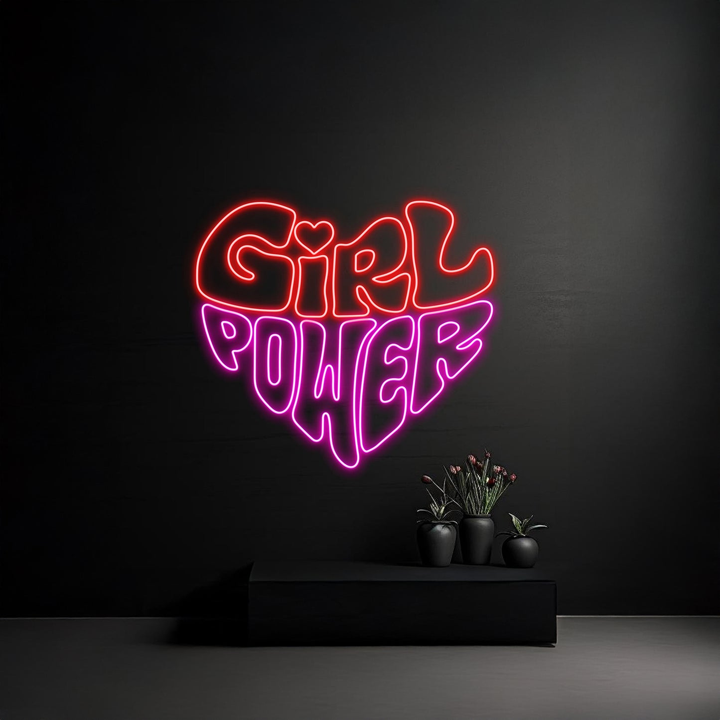 Girl Power Heart Neon Light