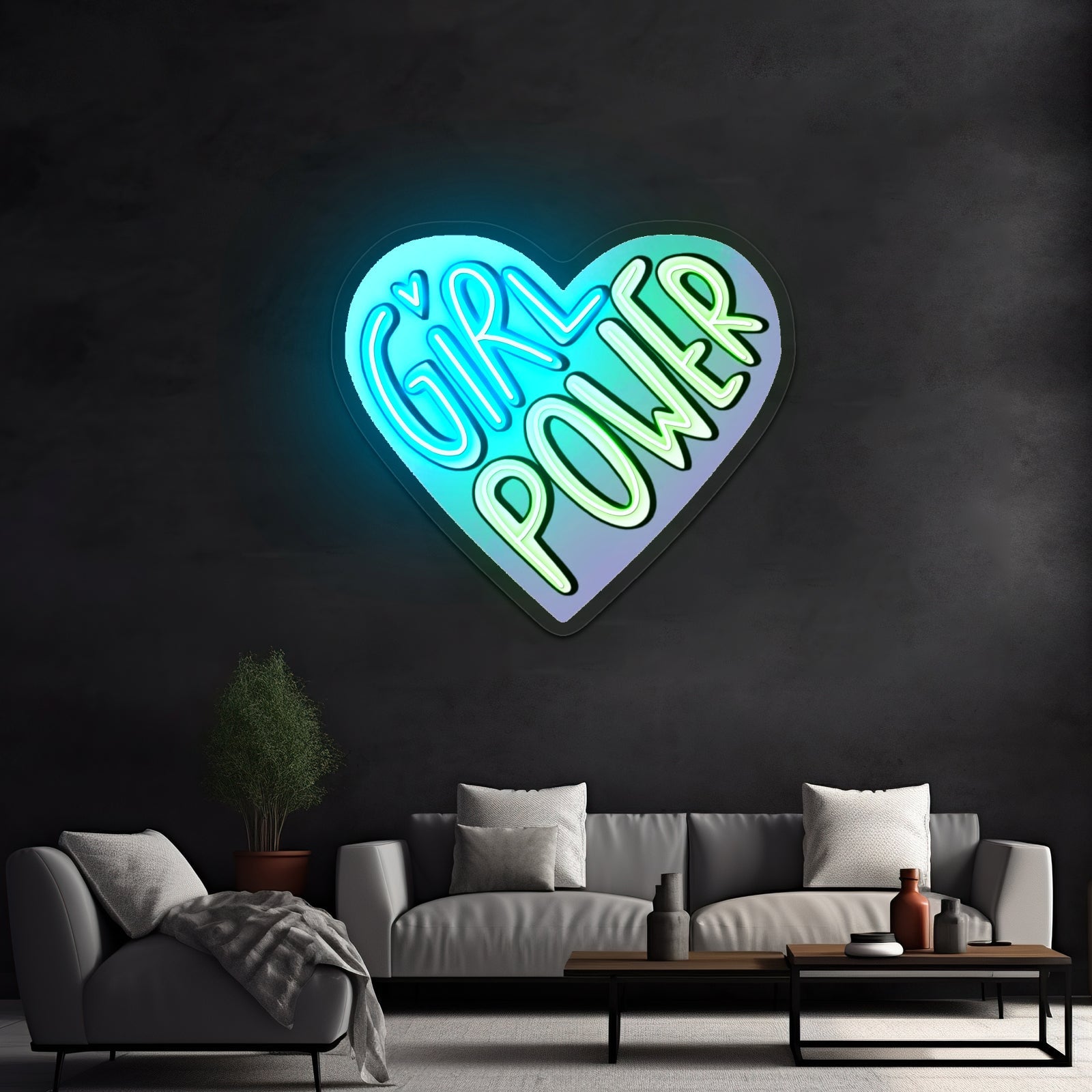 Girl Power Heart Neon Signs Wall Art - Shineneon