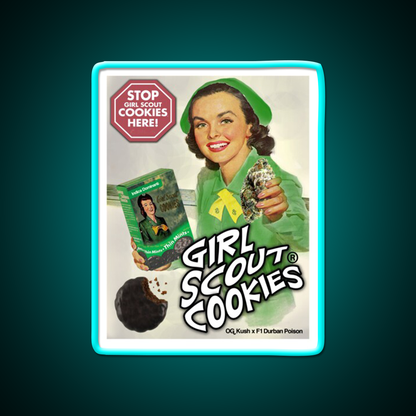 Girl Scout Cookies Hemp Inspired Green Leaf Led Neon Sign Rgb Color - Size and dimension reference