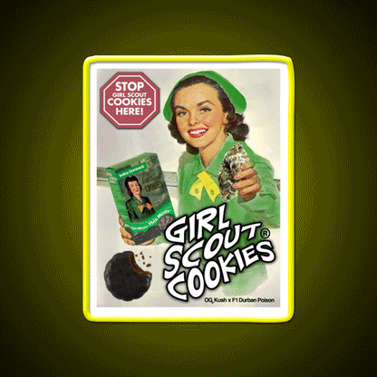 Girl Scout Cookies Hemp Inspired Green Leaf Led Neon Sign Rgb Color - Custom LED neon sign front view