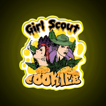 Girl Scout Cookies Weed Strain Hemp Inspired Green Leaf Led Neon Sign Rgb Color - Custom LED neon sign front view
