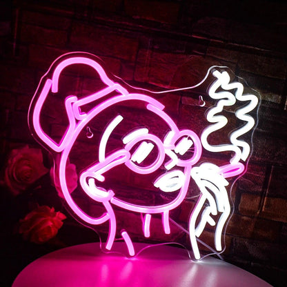 Girl Smoking Mexican Sugar Skull Floral Led Neon Sign For Bar Decor - Shineneon