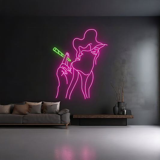 Girl Smoking Neon Sign