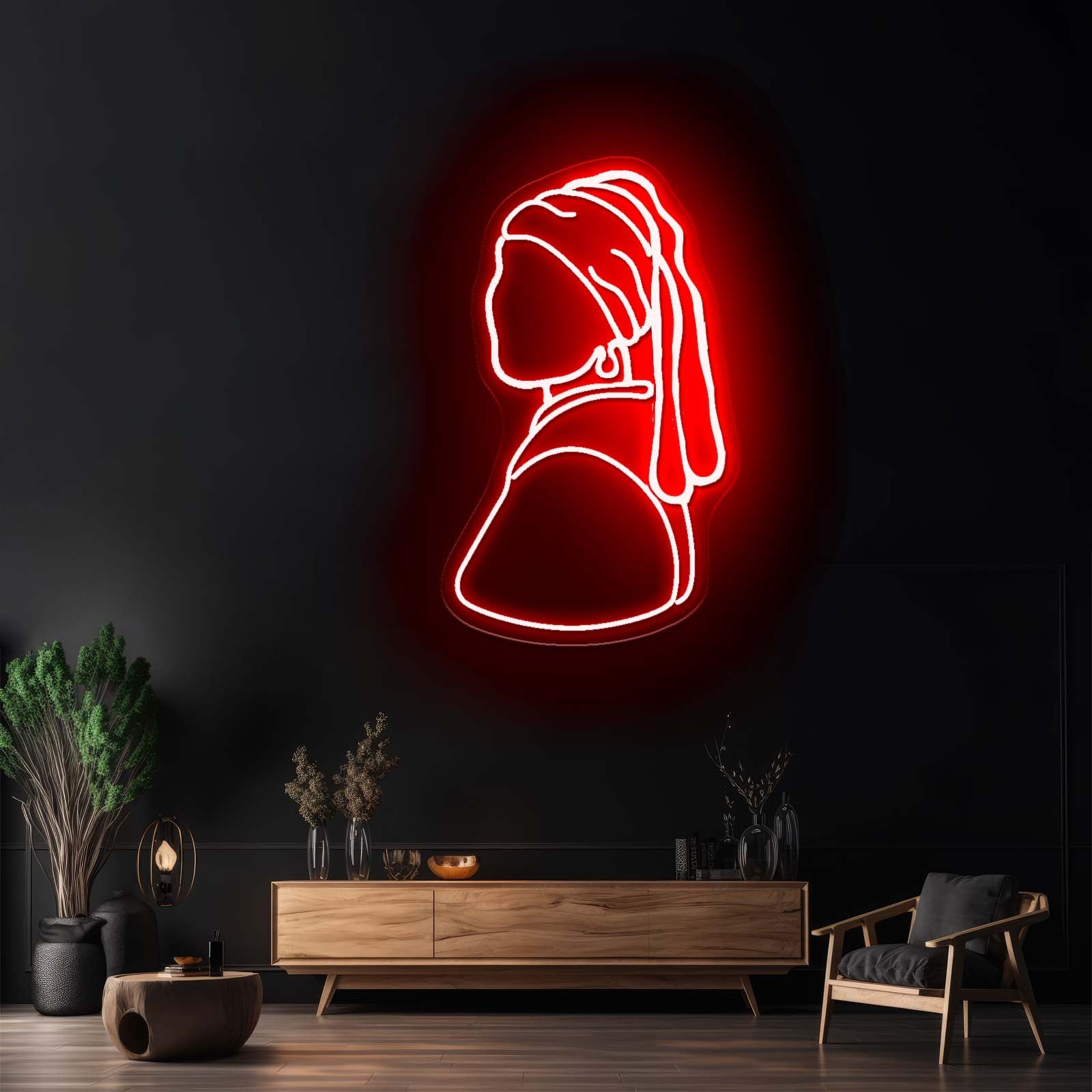 Girl With Pearl Earrings Neon Sign Home Decor Led Neon Signs - Custom LED neon sign front view