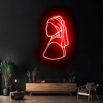 Girl With Pearl Earrings Neon Sign Home Decor Led Neon Signs - Custom LED neon sign front view