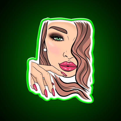 Girl Woman Face Red Lips Nail Salon Led Neon Sign Rgb Color - Shineneon