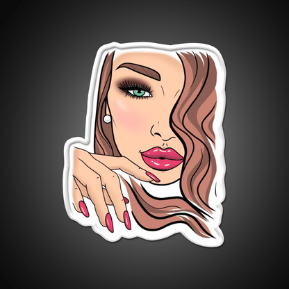 Girl Woman Face Red Lips Nail Salon Led Neon Sign Rgb Color - Shineneon