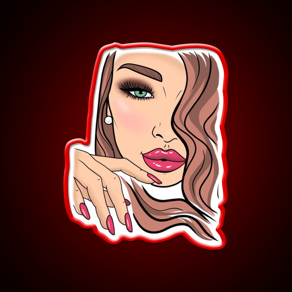Girl Woman Face Red Lips Nail Salon Led Neon Sign Rgb Color - Shineneon