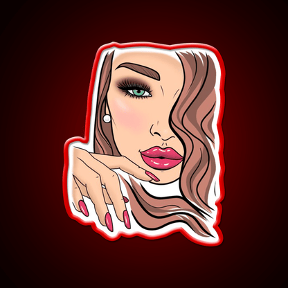 Girl Woman Face Red Lips Nail Salon Led Neon Sign Rgb Color - Shineneon