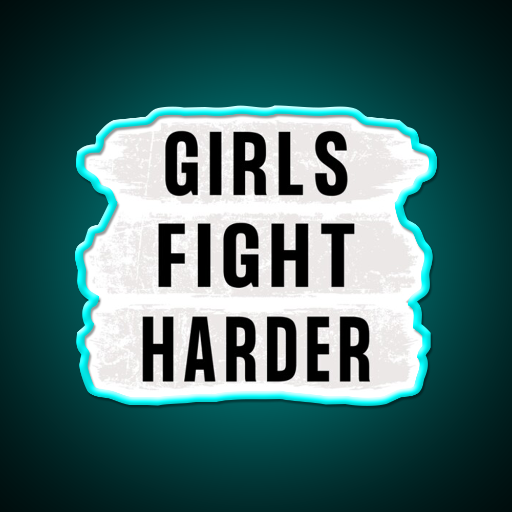 Girls Fight Harder Gym Fitness Led Neon Sign Rgb Color