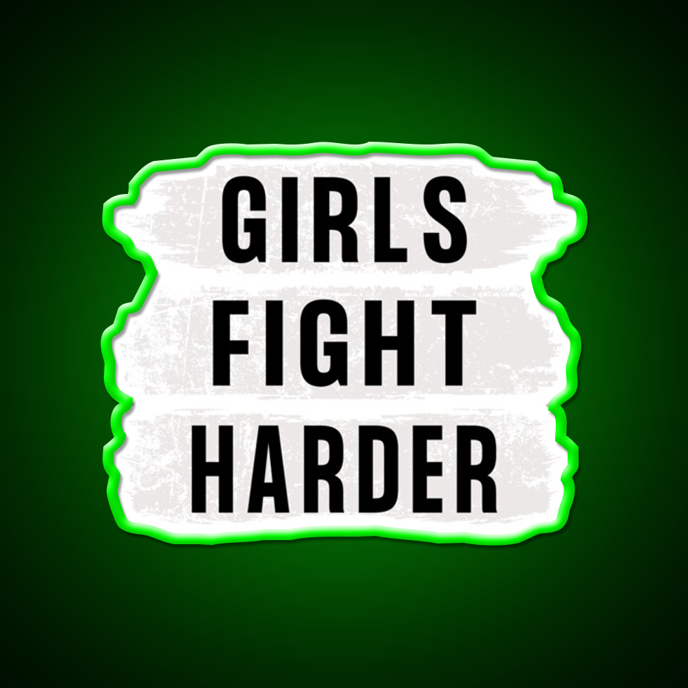 Girls Fight Harder Gym Fitness Led Neon Sign Rgb Color