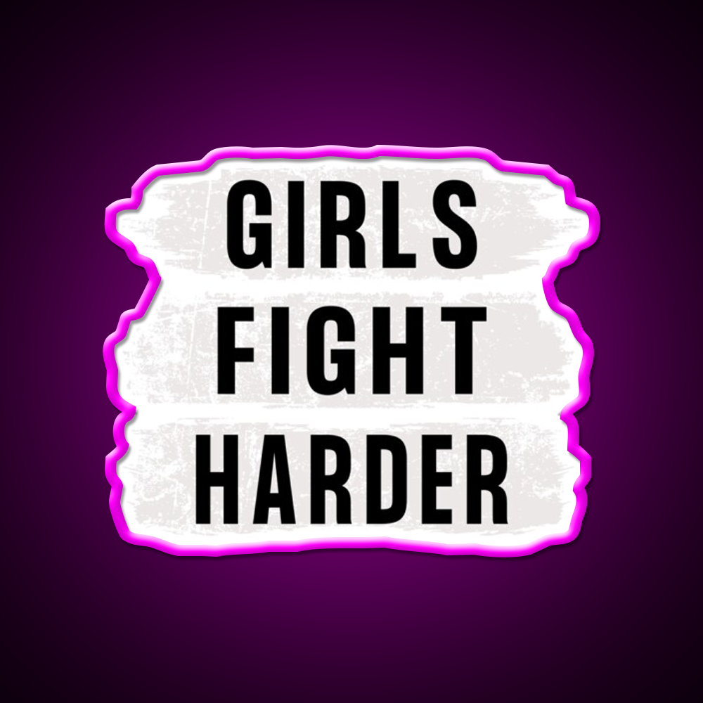 Girls Fight Harder Gym Fitness Led Neon Sign Rgb Color