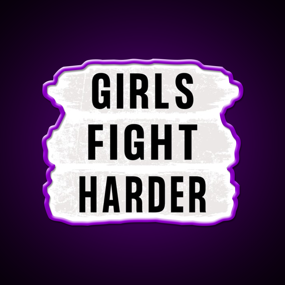 Girls Fight Harder Gym Fitness Led Neon Sign Rgb Color