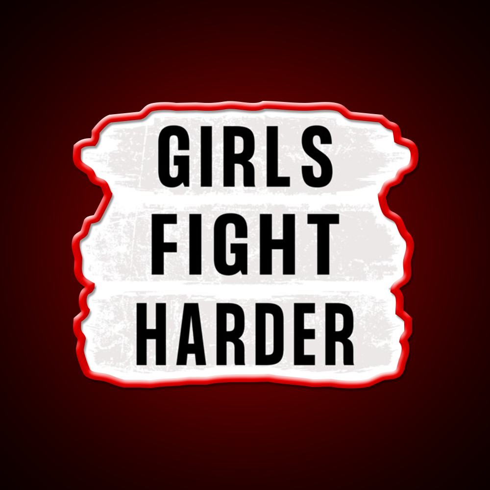 Girls Fight Harder Gym Fitness Led Neon Sign Rgb Color