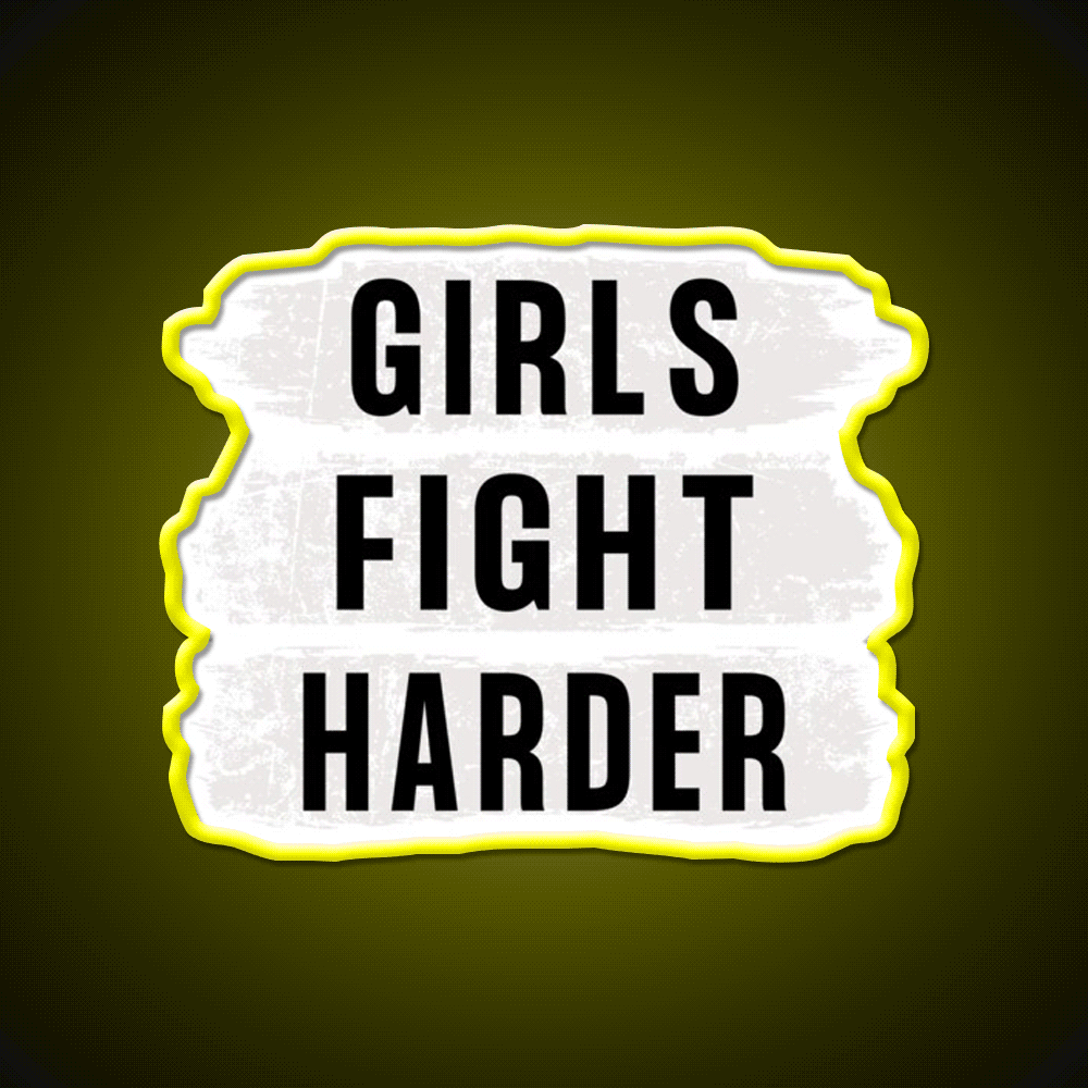 Girls Fight Harder Gym Fitness Led Neon Sign Rgb Color
