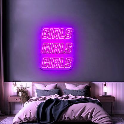 Girls Girls Girls Two Colors Large Neon Signs