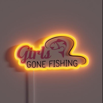 Girls Gone Fishing Funny Gift Rgb Led Neon Sign - Shineneon