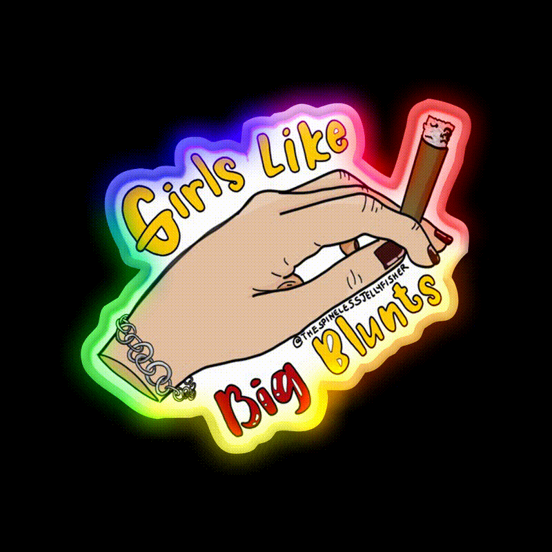 Girls Like Big Blunts Hemp Inspired Green Leaf Led Neon Sign Rgb Color - LED neon sign close-up detail