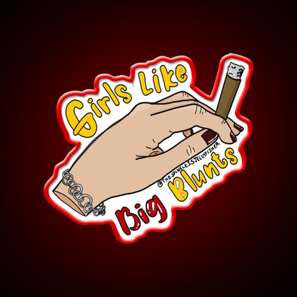 Girls Like Big Blunts Hemp Inspired Green Leaf Led Neon Sign Rgb Color - Shineneon